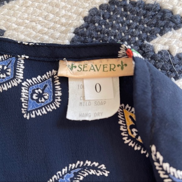 Nathalie Seavers Stanwyck Paisley Dress Navy Maxi Short Sleeve - Picture 4 of 7